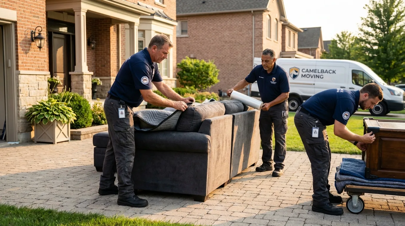 Large estate moving crew wrapping furniture in Mechanicsville, IA